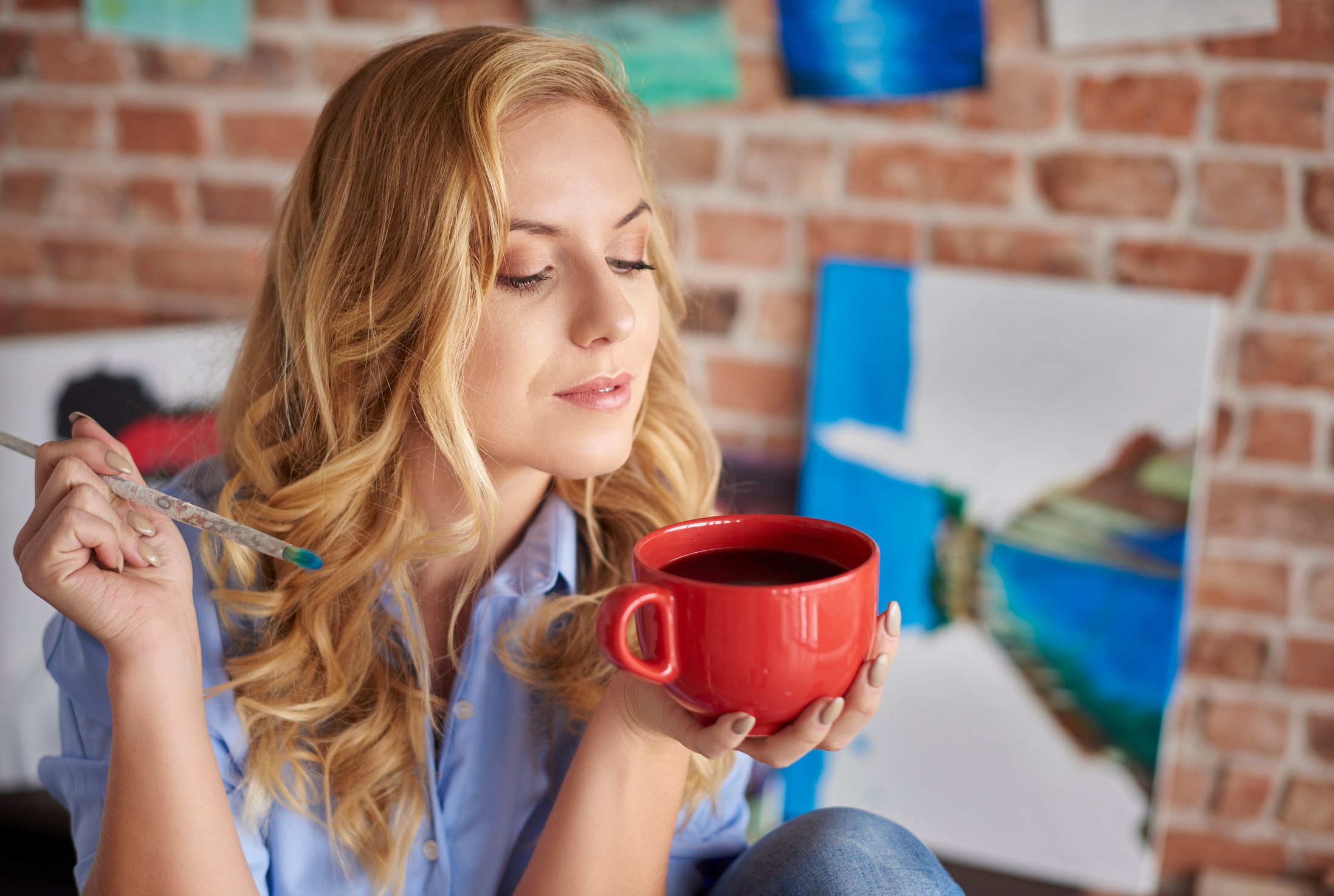 Woman Drinking a Sip 